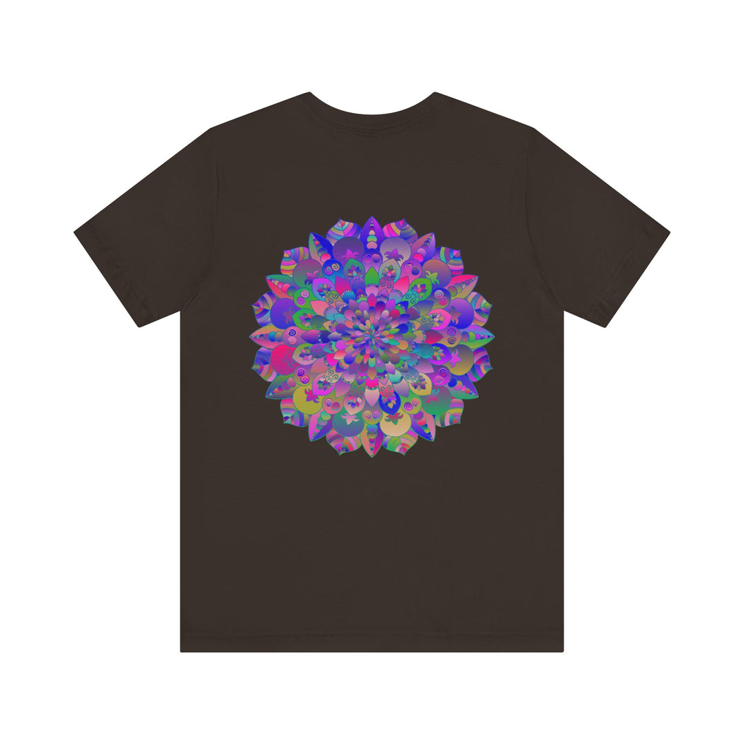 Colorful and intricate mandala design tee promoting spiritual peace and harmony