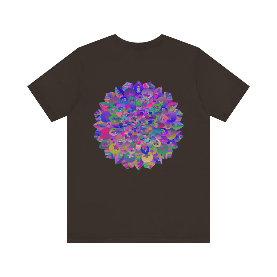 Colorful and intricate mandala design tee promoting spiritual peace and harmony