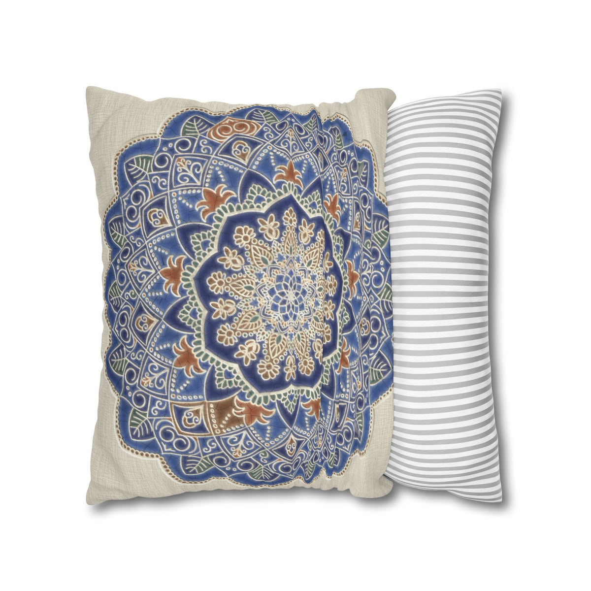 Federe quadrate Mandala blu