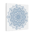 Handmade Mandala Art - Steel Blue design on matte canvas, stretched and ready to hang as wall art