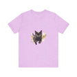 Black Cat Watercolor Sprint T-Shirt: A stylish and vibrant t-shirt featuring a black cat design in watercolor print