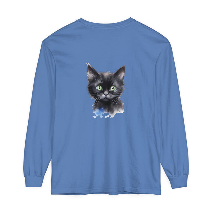 Black Cat Watercolor Unisex T-Shirt featuring a vibrant watercolor illustration of a black cat on a high-quality, comfortable unisex t-shirt