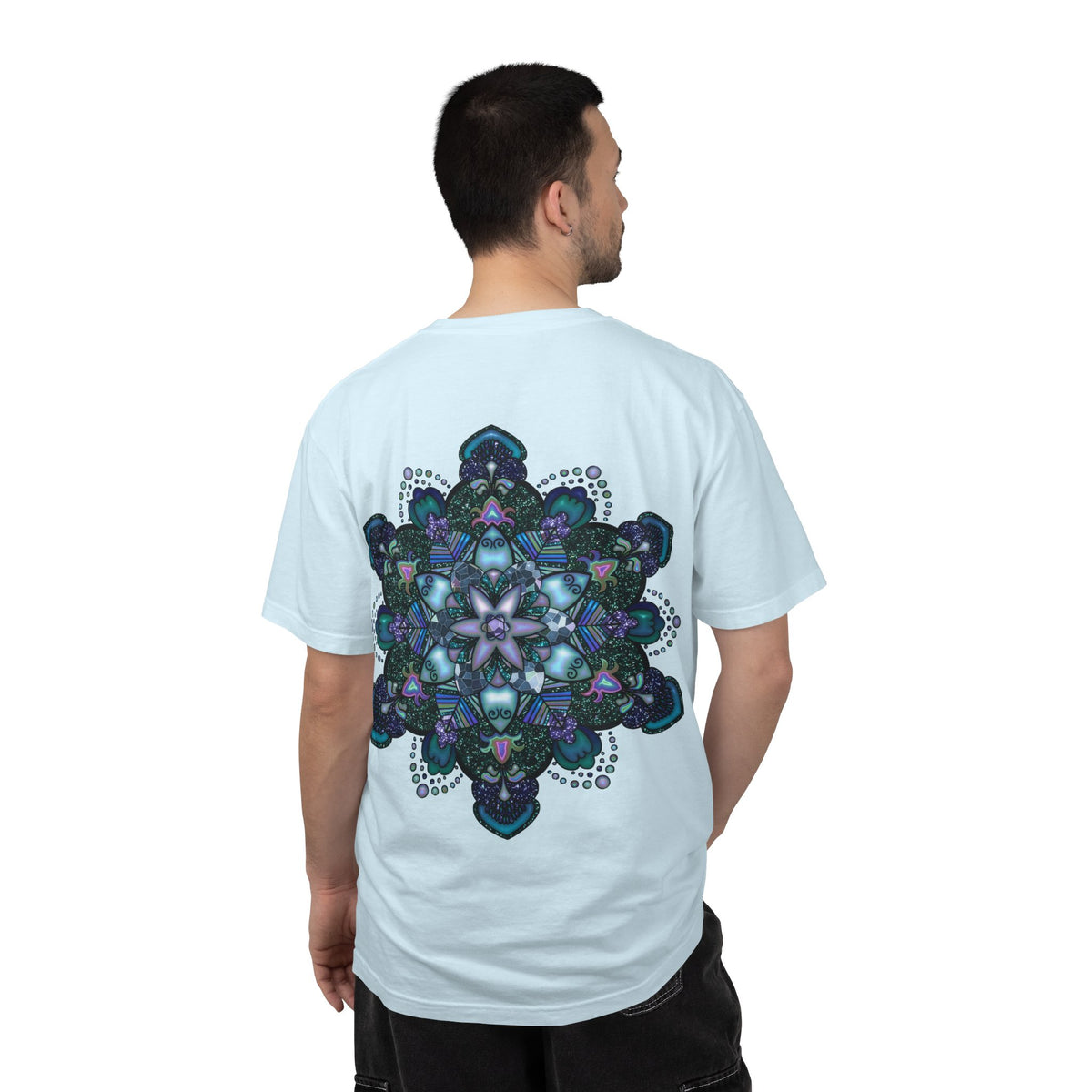 Blue Ocean Glitter Mandala T-shirt & Tote Bag Bundle
