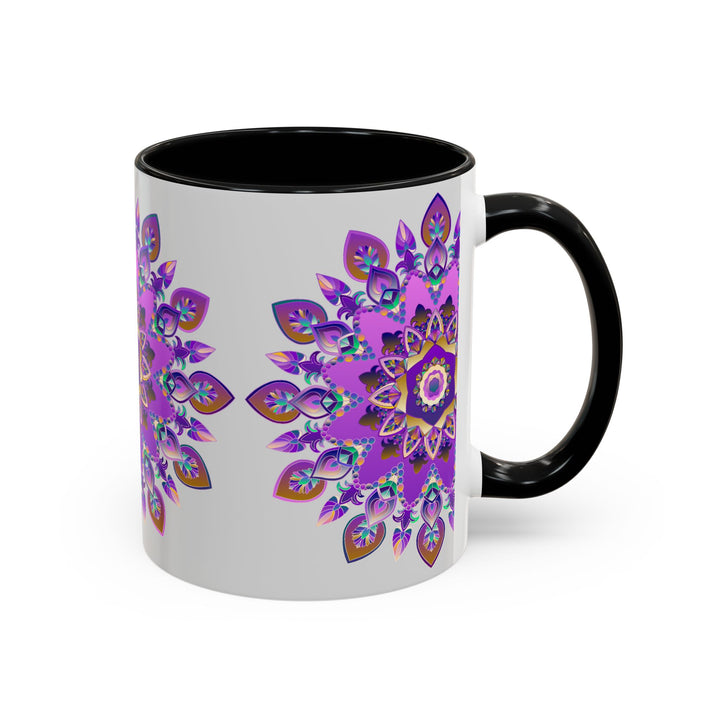 Beautiful purple and gold mandala design on bohemian art inspired mug