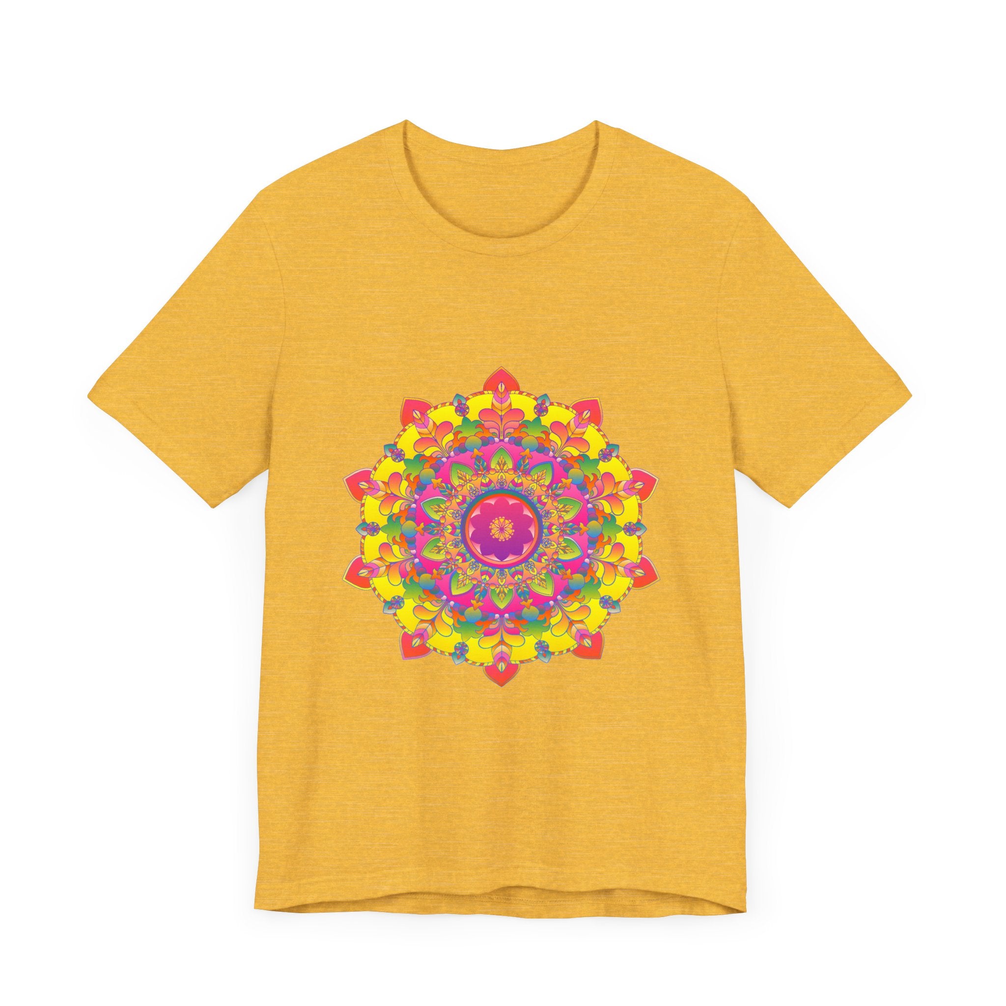 Vibrant Mandala Tee featuring a colorful floral design with intricate patterns and bold hues, perfect for adding a pop of color to your wardrobe