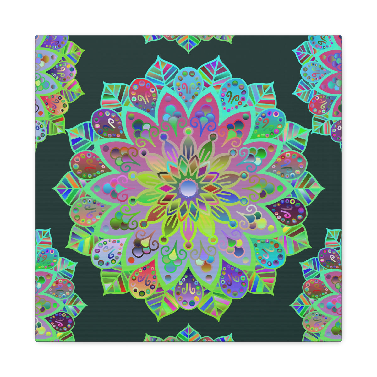 Vibrant Mandala Matte Canvas Wall Art — Colorful Floral Boho Stretched Print