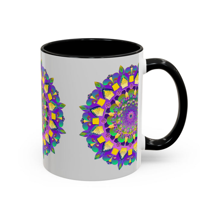 Beautiful Purple and Yellow Mandala Artwork on Ceramic Mug