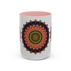  Handcrafted ceramic mug with vibrant and eye-catching design 