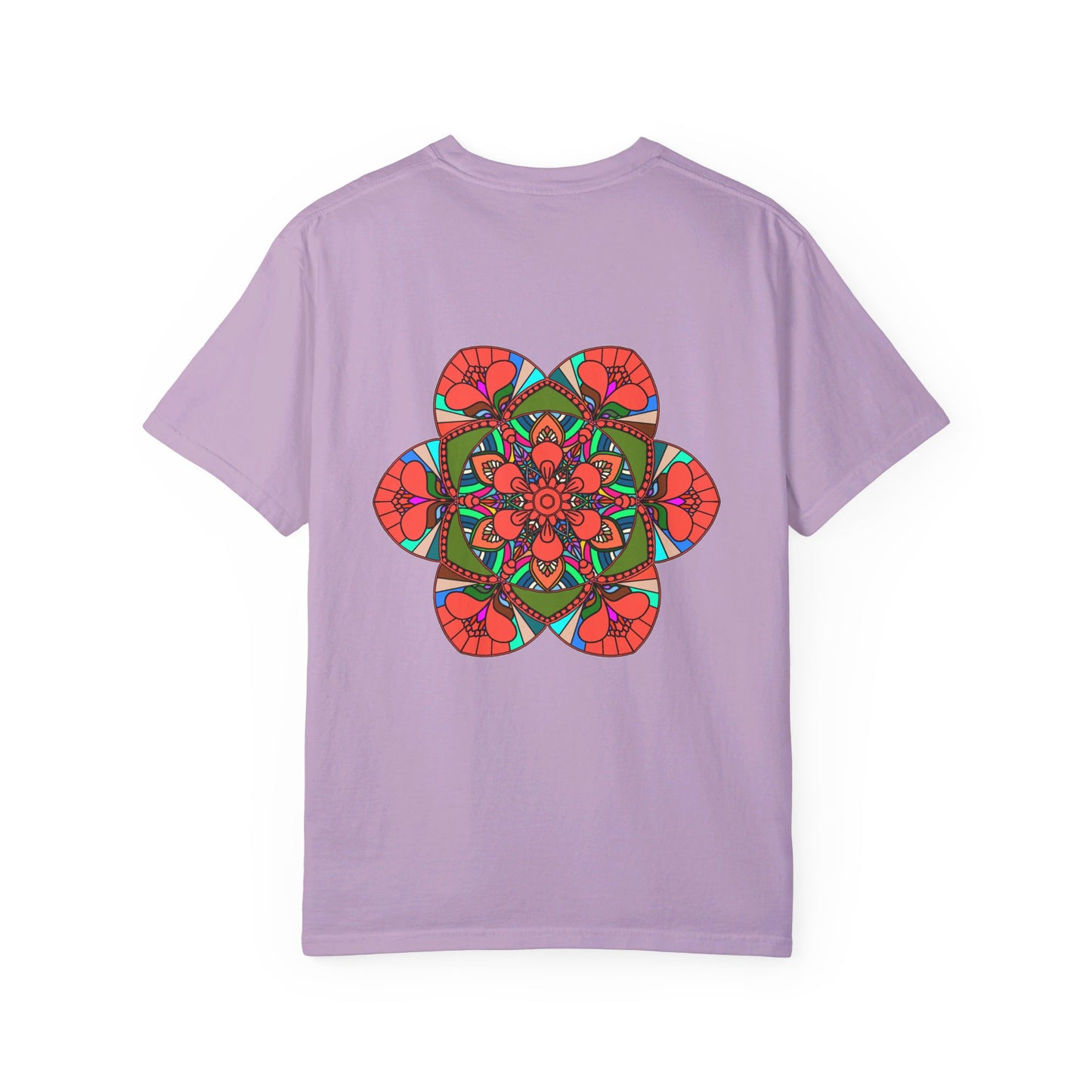 Unisex Mandala T-Shirt featuring intricate hand-drawn mandala art, made from 100% ring-spun cotton and garment-dyed for extra comfort