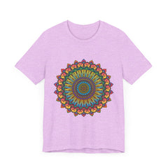 A vibrant and colorful intricate mandala meditation tee, perfect for relaxation
