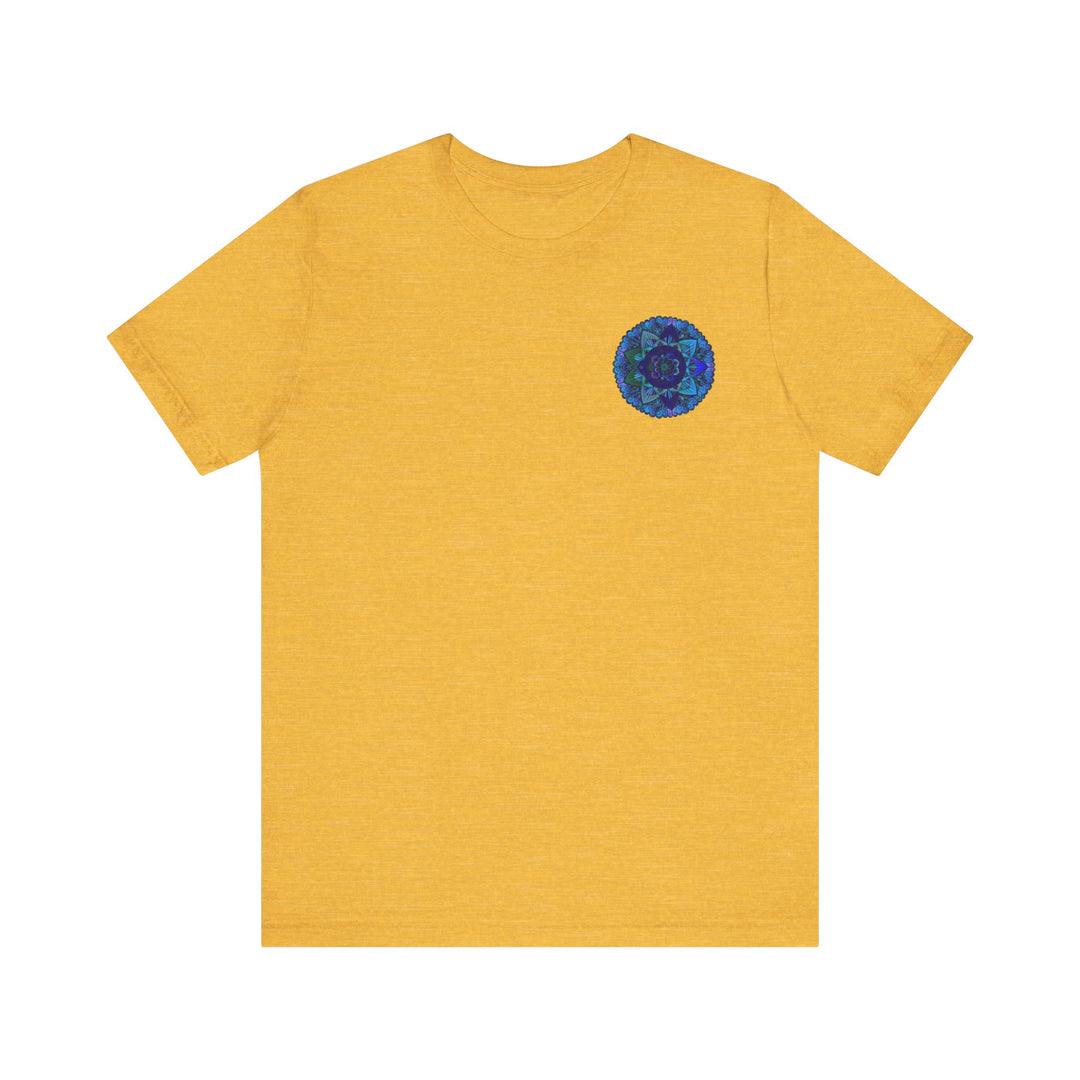 Blue Mandala T-Shirt featuring a beautiful spiritual design for peace and harmony