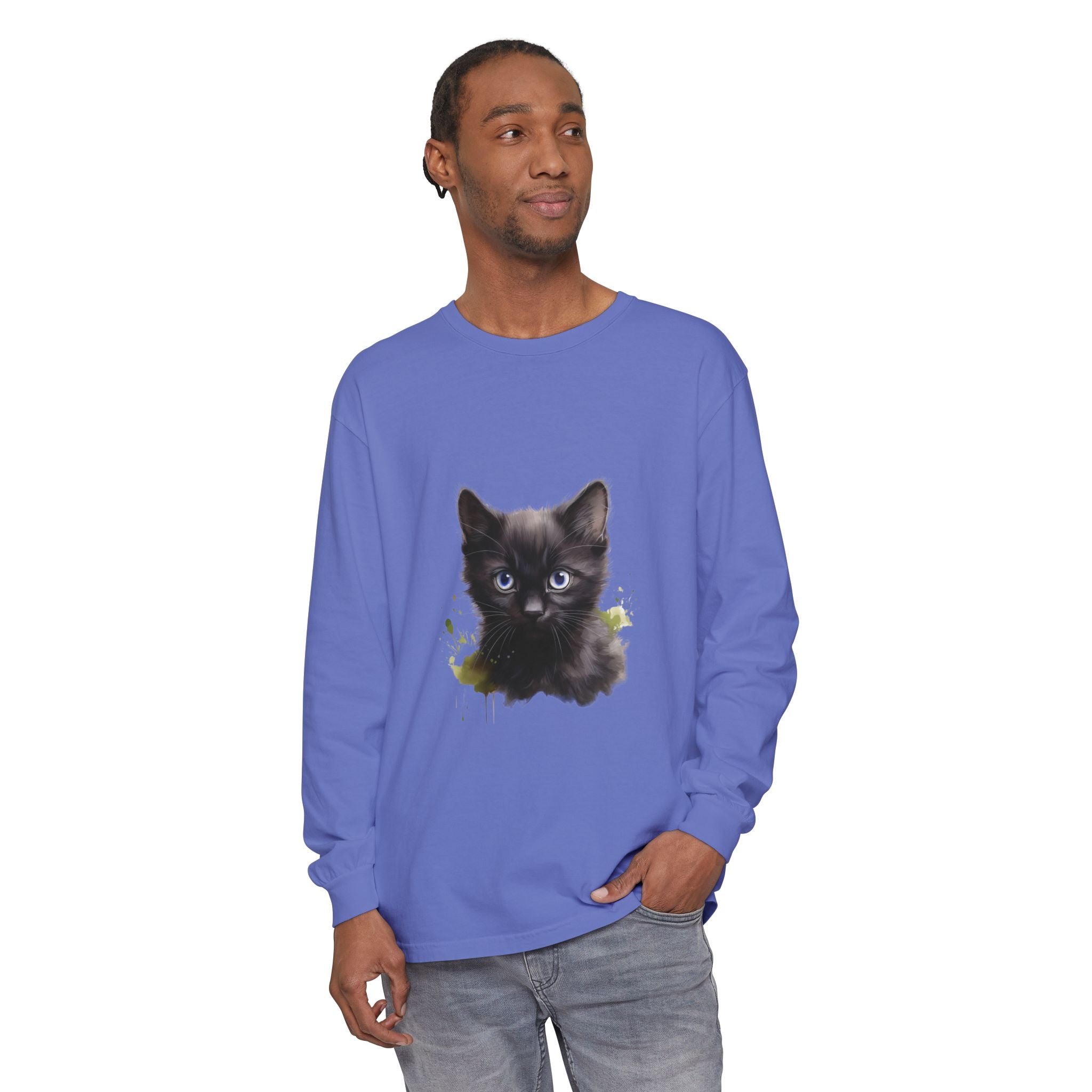 Mystische schwarze Katze – Langarm-T-Shirt