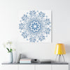 Handmade Steel Blue Mandala Design Wall Art on Matte Canvas, 125 Stretched