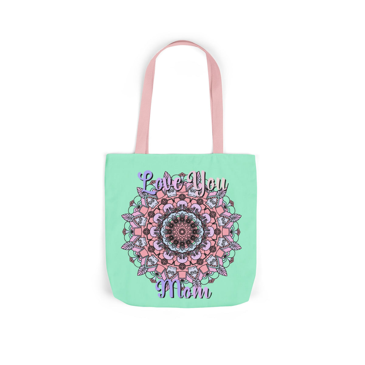 Mandala 'Love You Mom' Canvas Tote — Floral Mother's Day Gift Bag