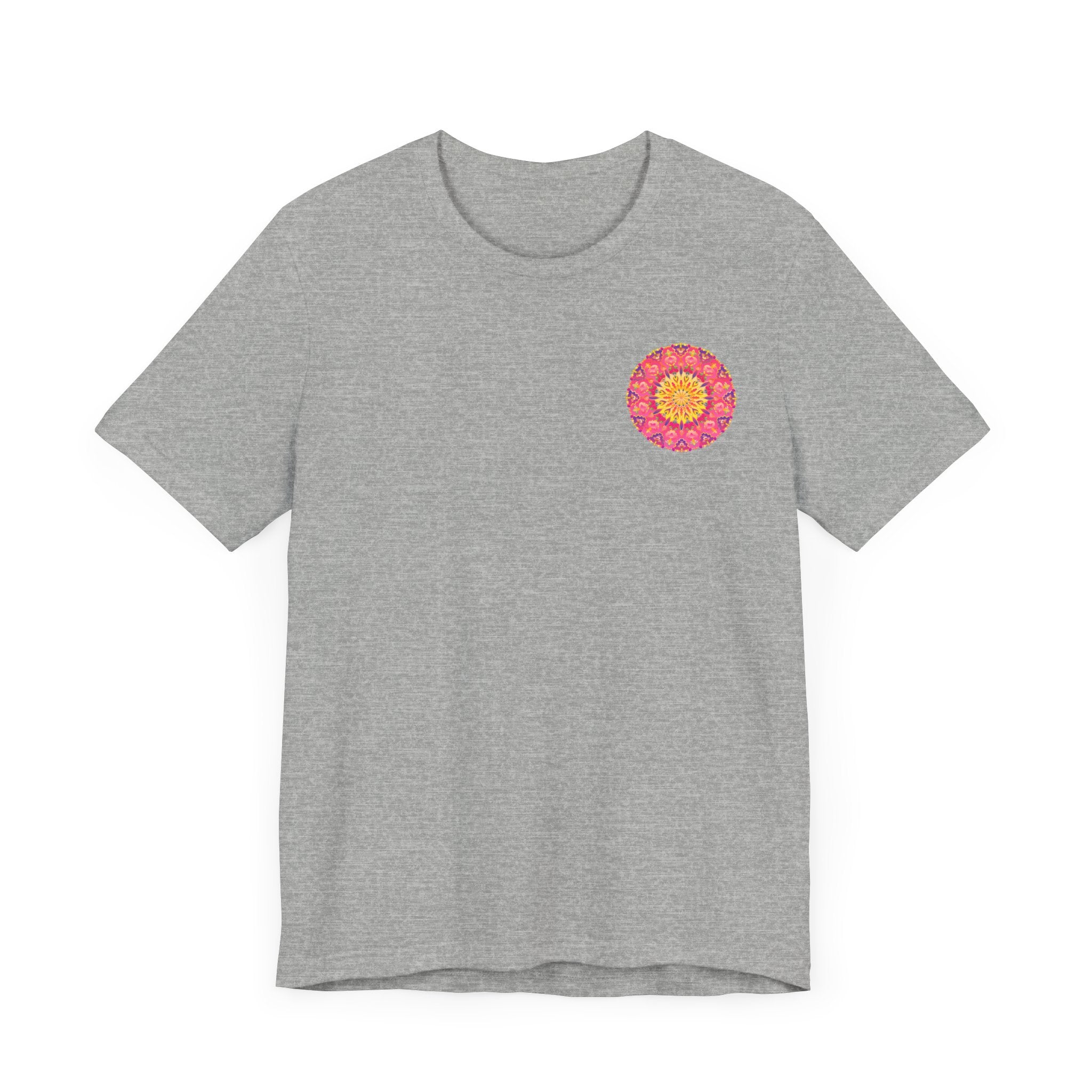 Beautiful pink and yellow mandala design t-shirt representing peace and harmony