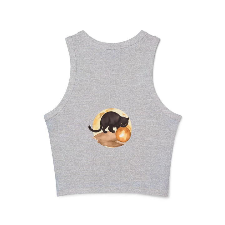  Black Cat Moon Racerback Tank Top made of soft and breathable fabric for comfort