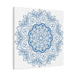 Handmade Mandala Art in Steel Blue on Matte Canvas, Stretched, 125 - Beautiful and intricate mandala design wall art perfect for home decor