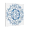 Handmade Mandala Art in Steel Blue on Matte Canvas, Stretched, 125 - Beautiful and intricate mandala design wall art perfect for home decor