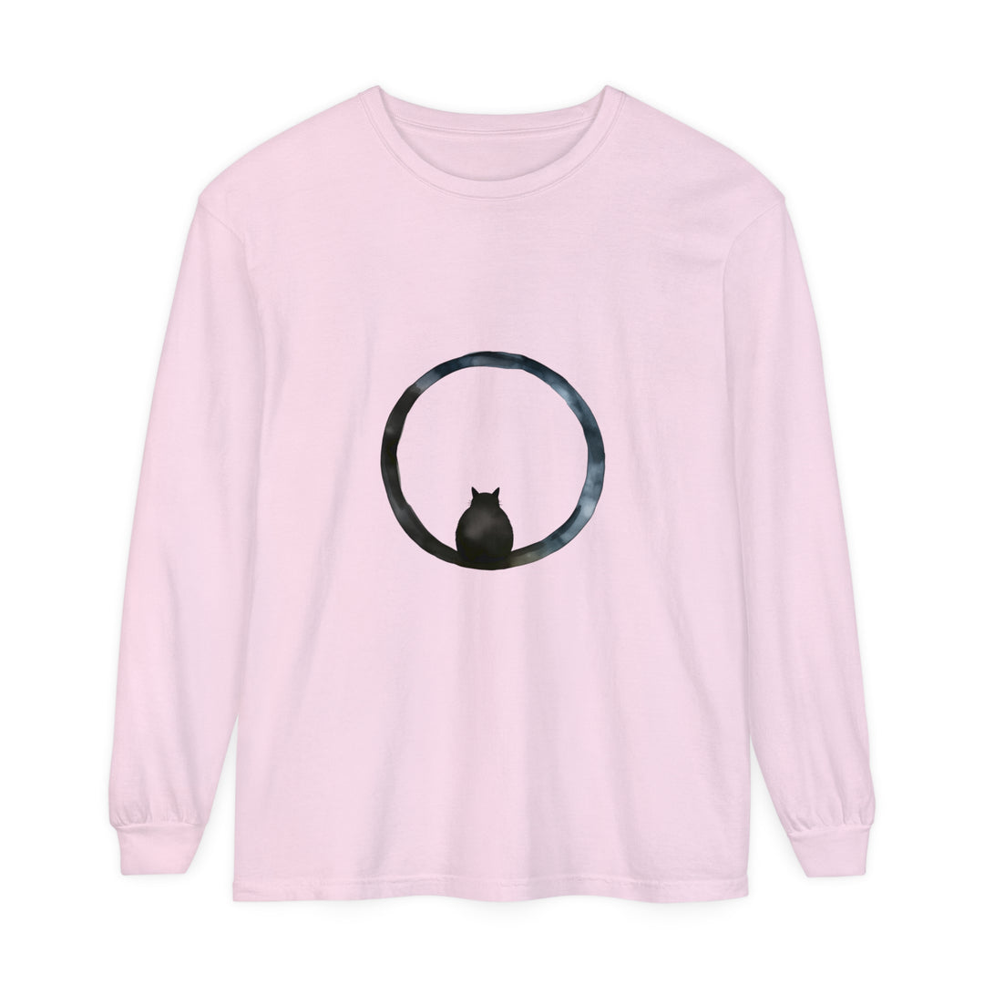 Black long sleeve t-shirt with a mystifying sphere design for all genders