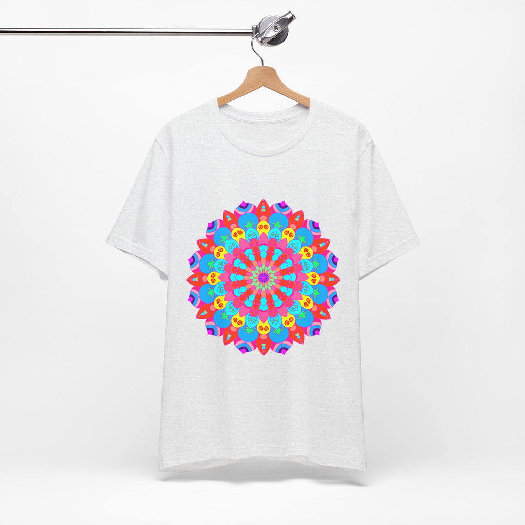 Vibrant and intricate mandala design t-shirt featuring psychedelic art in a variety of bright colors