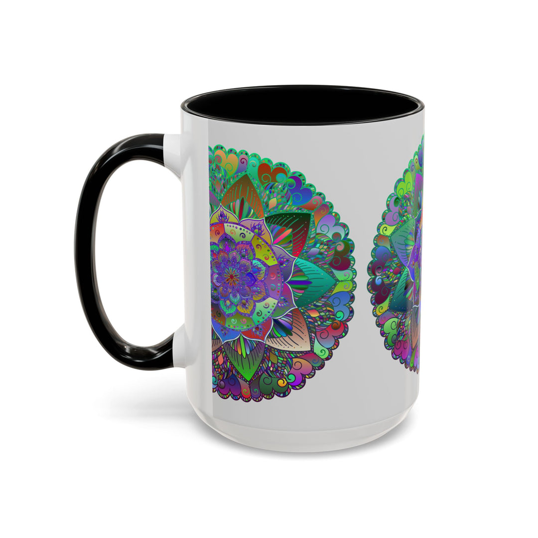 Colorful and intricate mandala art design on ceramic mug