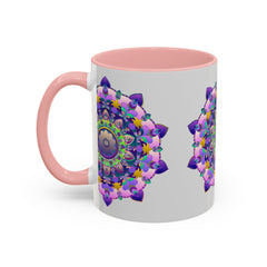 Beautiful Mandala Art Mug with Vibrant Floral Design and Colorful Patterns
