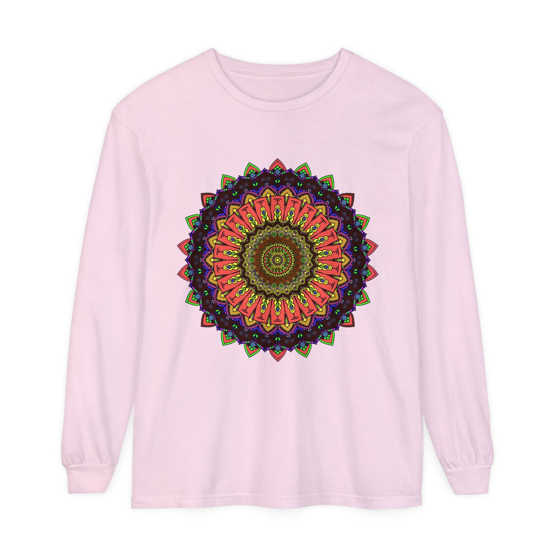 Intricate mandala long sleeve t-shirt with colorful and detailed design