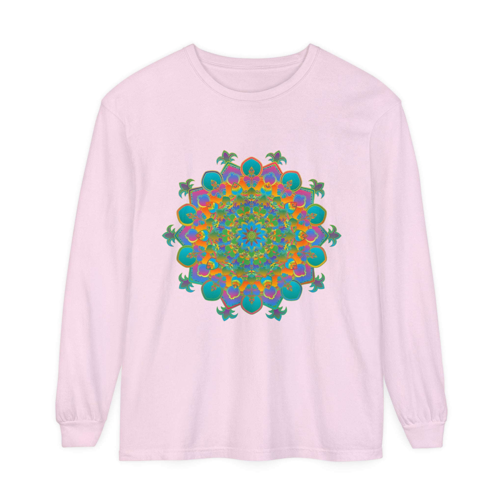 Colorful and intricate mandala design long sleeve t-shirt for men and women