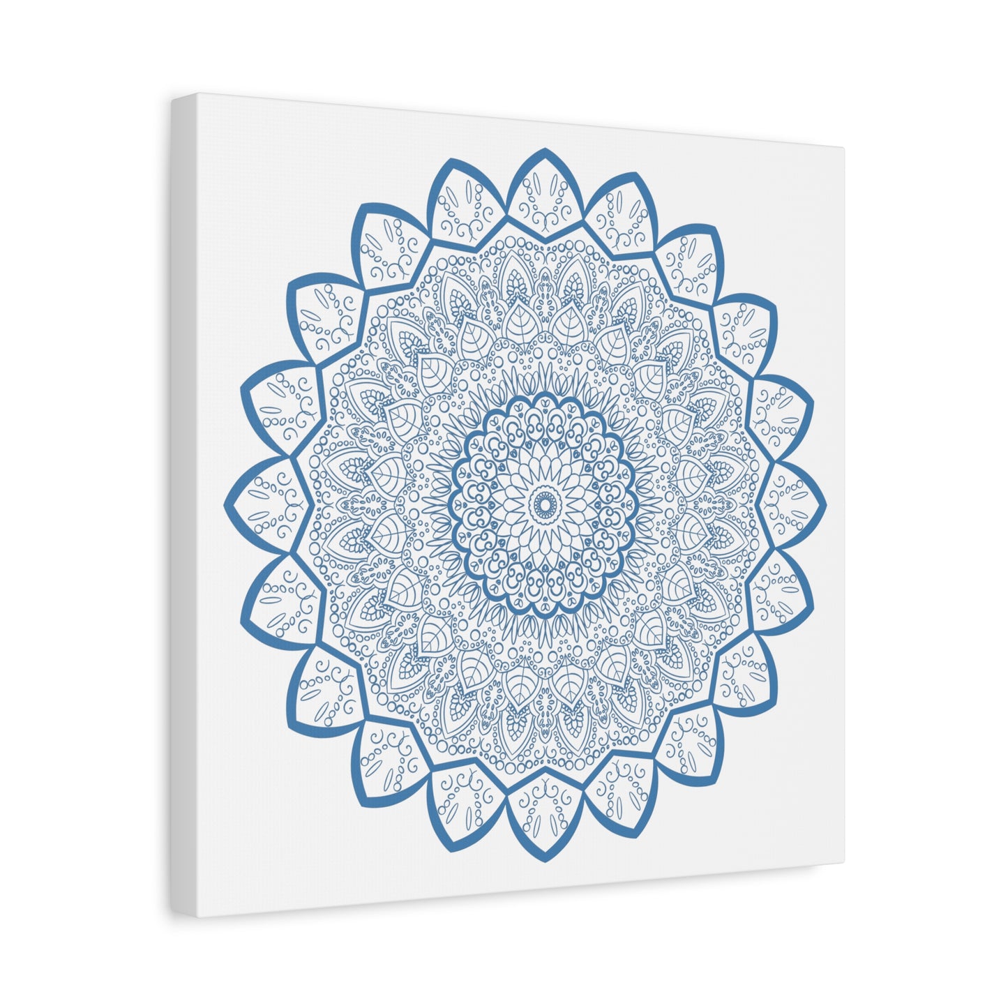 Handmade Steel Blue Mandala Design Wall Art on Matte Canvas, Stretched, 125 Frame