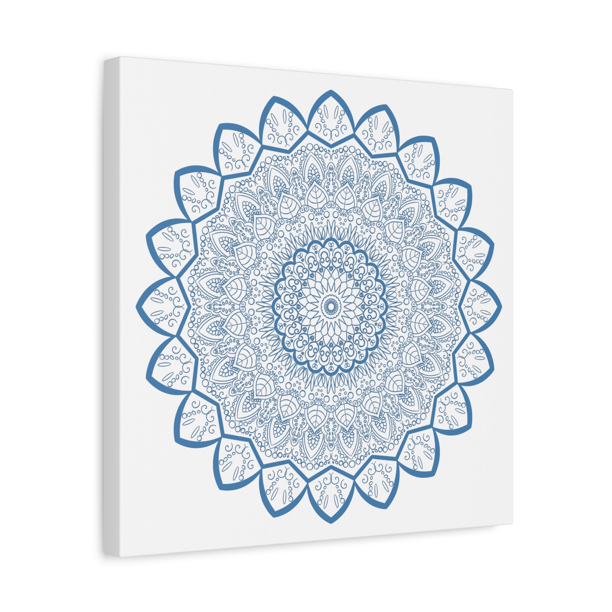 Handmade Steel Blue Mandala Design Wall Art on Matte Canvas, Stretched, 125 Frame