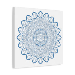 Handmade Steel Blue Mandala Design Wall Art on Matte Canvas, Stretched, 125 Frame