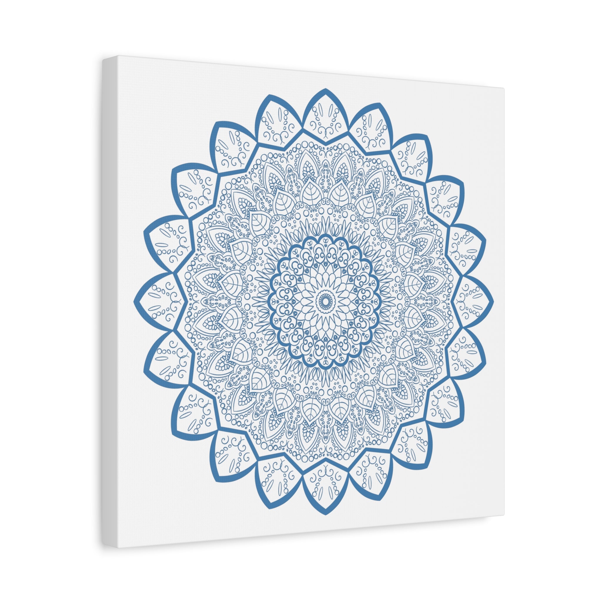 Handmade Steel Blue Mandala Design Wall Art on Matte Canvas, Stretched, 125 Frame