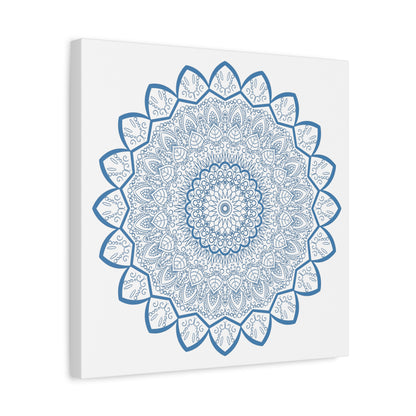 Handmade Steel Blue Mandala Design Wall Art on Matte Canvas, Stretched, 125 Frame