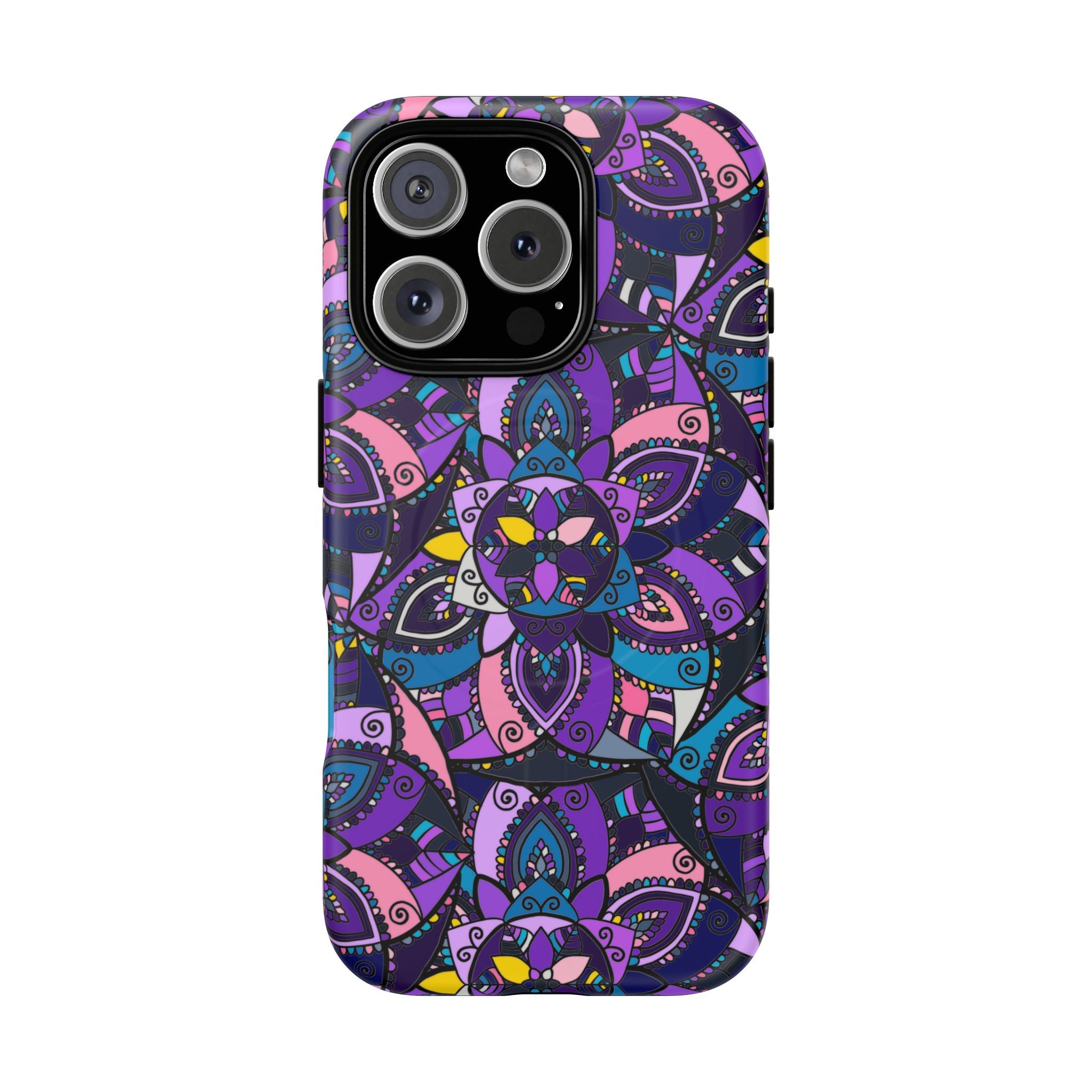 Magnetic Phone Case — Purple Mandala Floral Tough Case