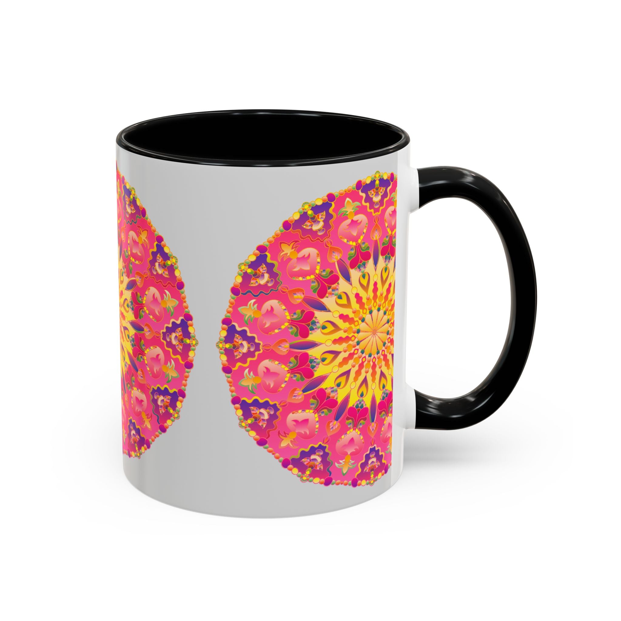 Artistic hand-painted mandala art on a ceramic mug