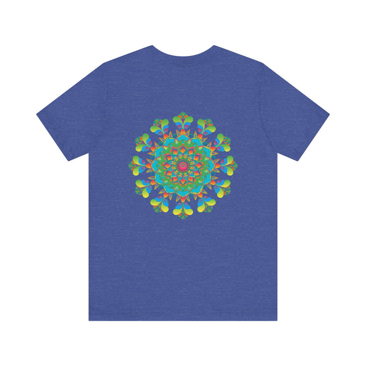 Colorful and intricate psychedelic mandala design on a t-shirt, exuding spiritual vibes and positive energy, perfect for those seeking a unique and vibrant fashion statement