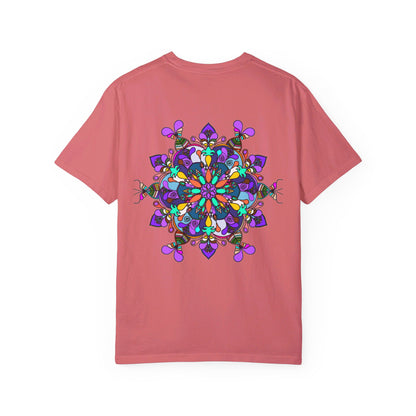 Unisex mandala t-shirt made with 100% ring-spun cotton, featuring hand-drawn mandala art and garment-dyed for extra comfort