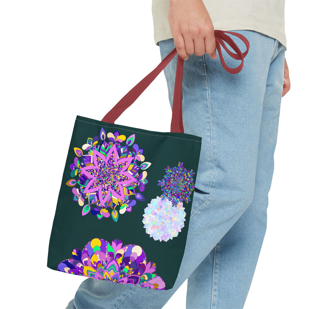 Vibrant and colorful Mandala Tote Bag, perfect for carrying all your essentials in style