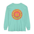 Colorful mandala long sleeve t-shirt featuring vibrant psychedelic art design