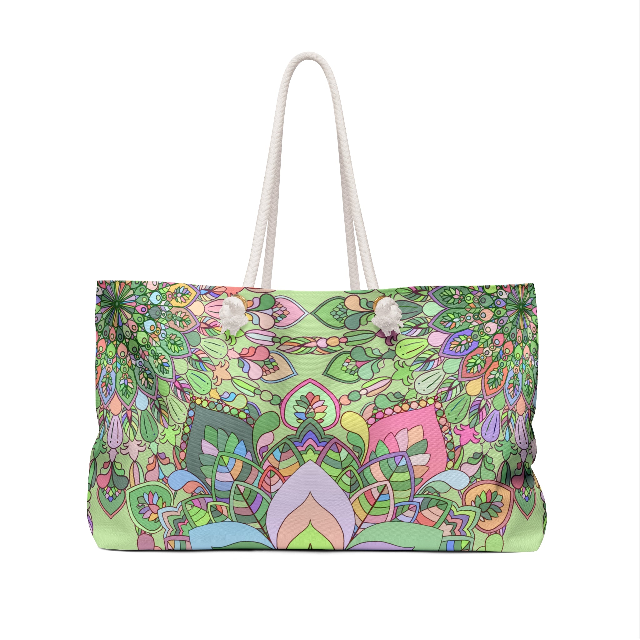 Mandala-Inspired Weekender Bag in Soft Pastels for Adventure