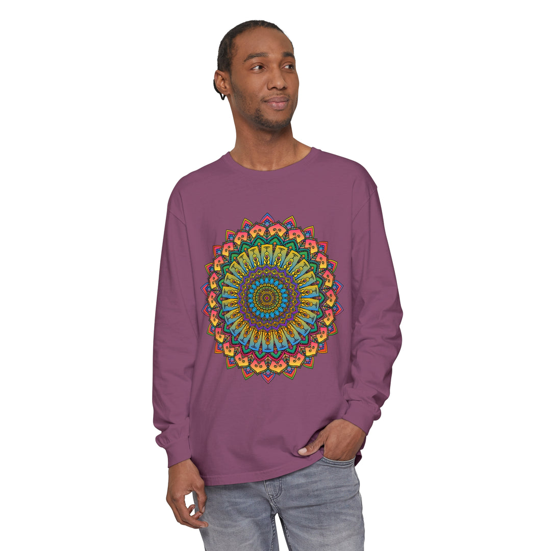 Intricate mandala design long sleeve t-shirt for men and women