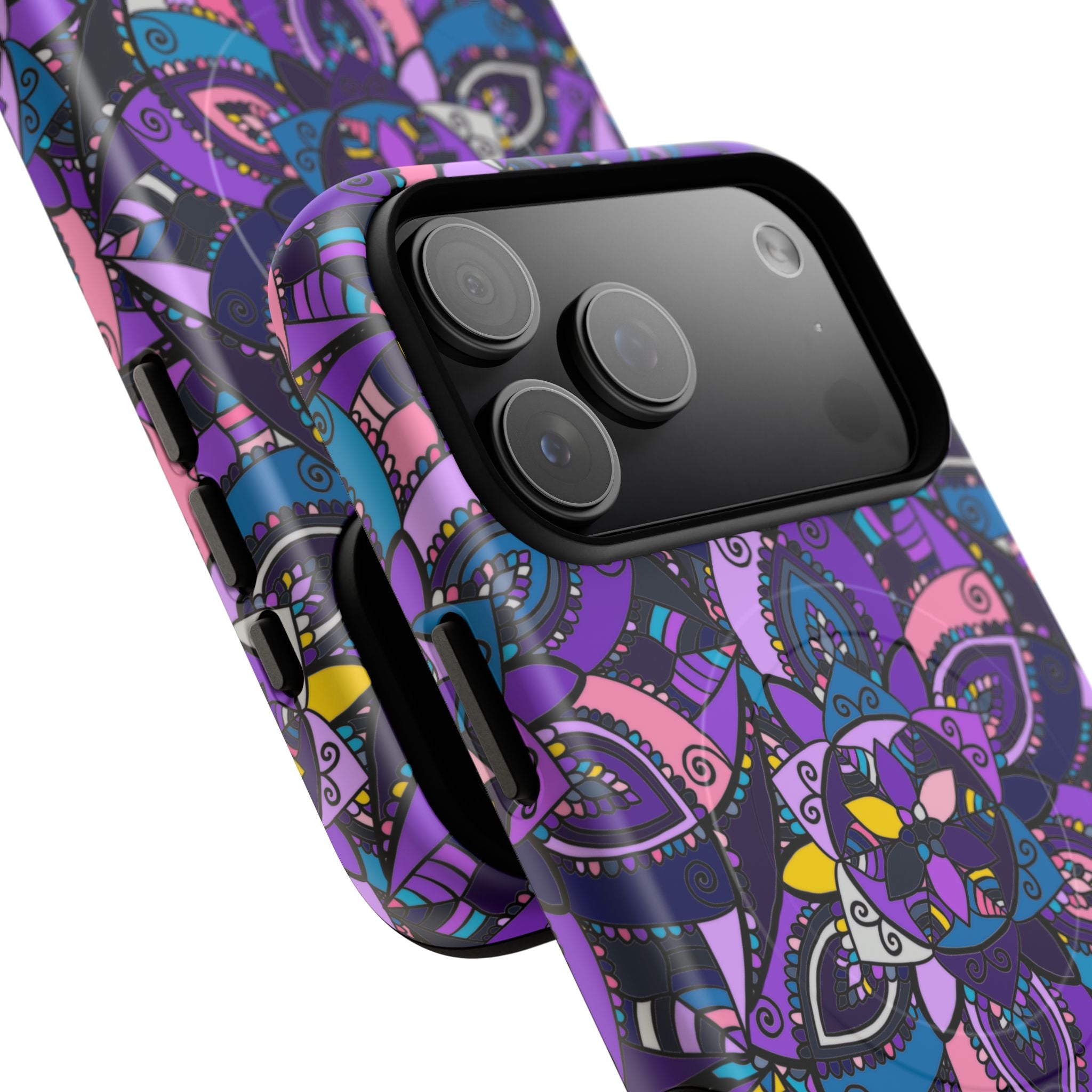 Magnetic Phone Case — Purple Mandala Floral Tough Case