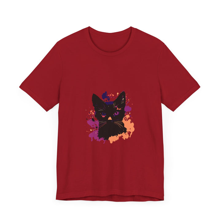 Black Cat Mystery T-Shirt featuring a striking design with purple eyes