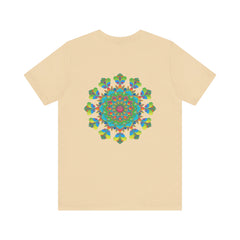 Colorful psychedelic mandala t-shirt with intricate design and spiritual vibes