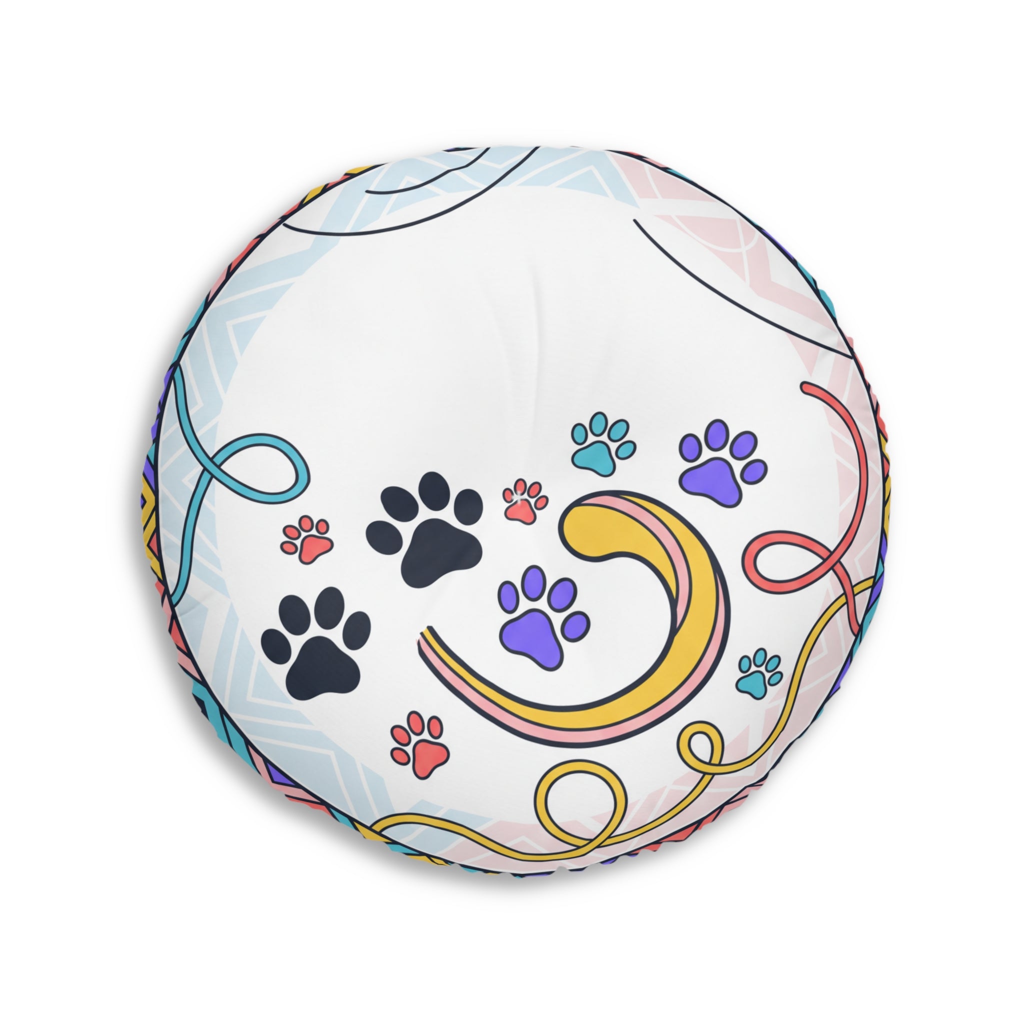 Curling Cat Floor Pillow — Cute Round Cushion