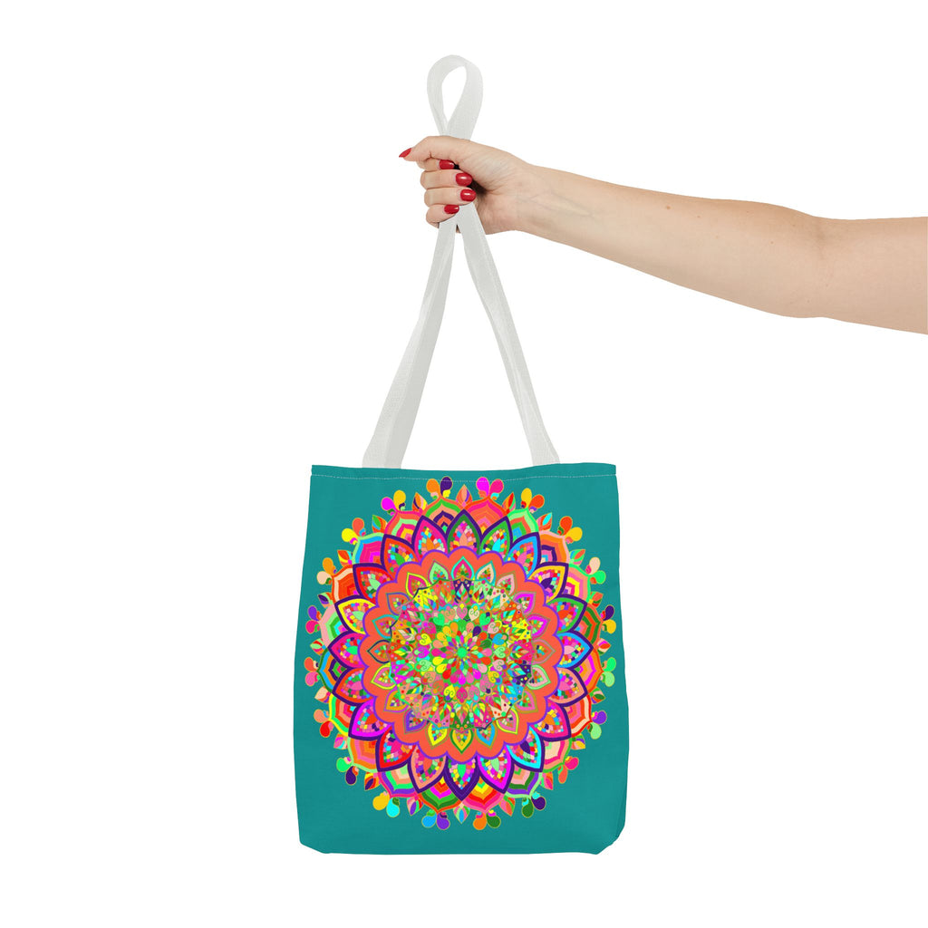 Colorful Mandala Art Tote Bag Acquamarine with intricate design and vibrant colors