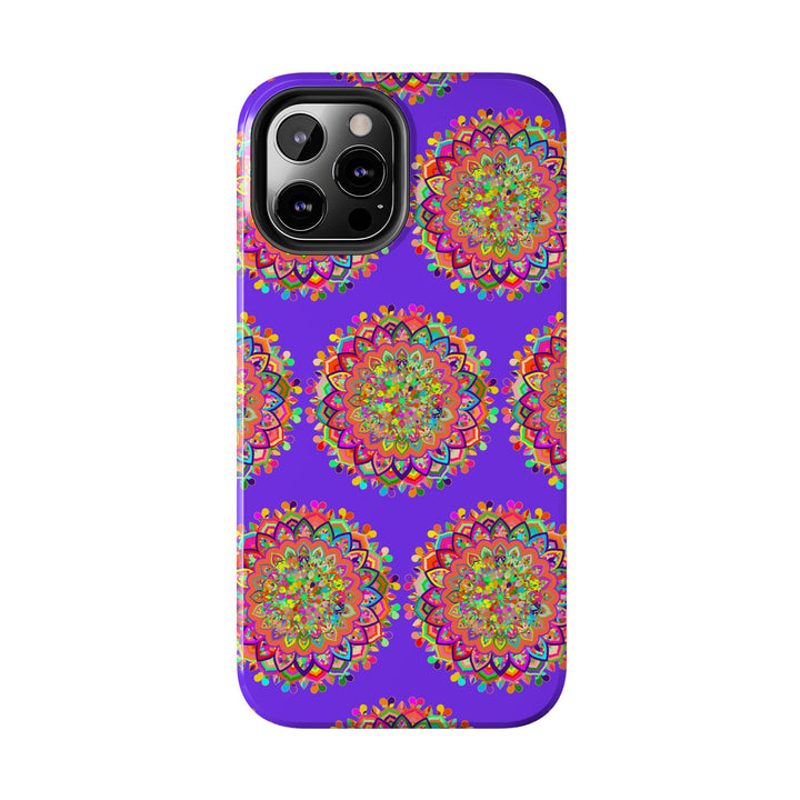 Hand-drawn small purple mandala art phone case designed for iPhone X and XS