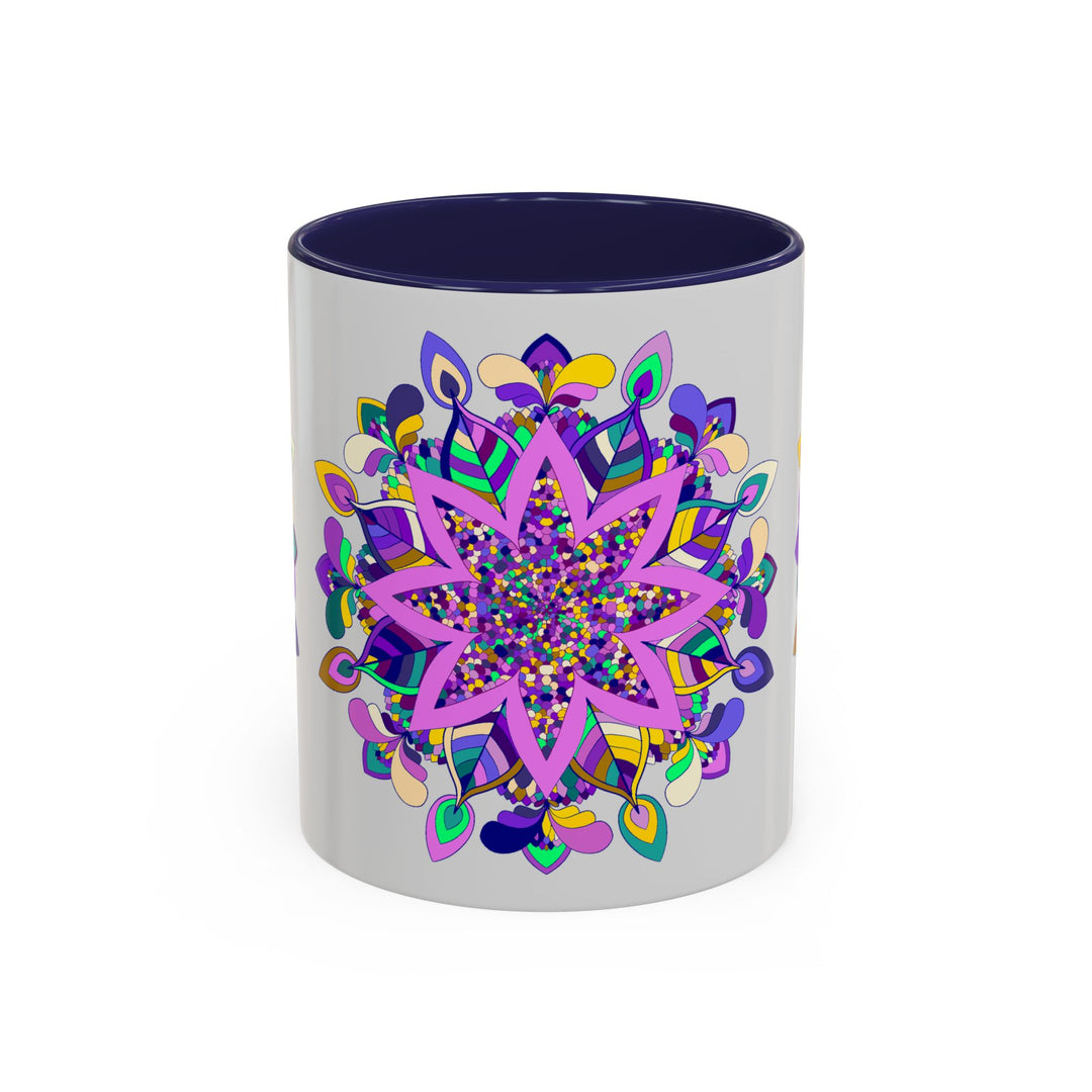  Handcrafted Mug Featuring Mandala Art on Light Grey Background 