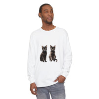 Black Cat Watercolor Art Long Sleeve T-Shirt showcasing vibrant feline design