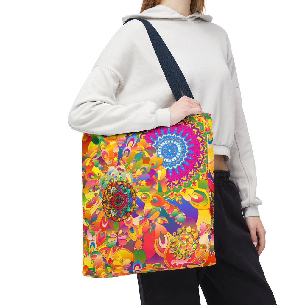 Psychedelic Floral Mandala Tote Bag
